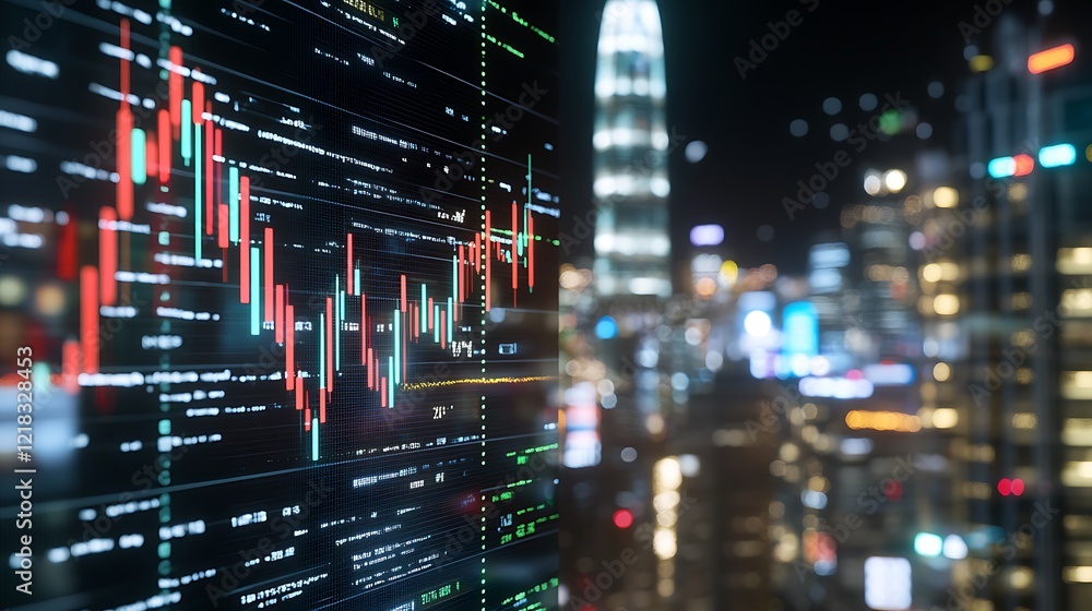 Poster navigating financial markets with digital analytics and real time data visualization