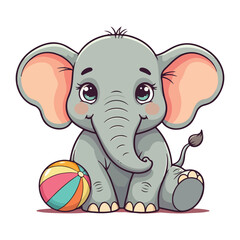 Cute Elephant Cartoon Vector Icon Illustration Animal Sport Icon Isolated Flat vector illustration