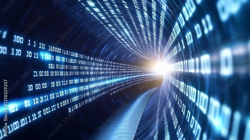 Aufkleber journey through the digital tunnel of data and information flow