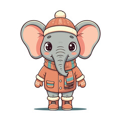 Cute Elephant Cartoon Vector Icon Illustration Animal Sport Icon Isolated Flat vector illustration