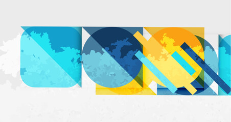 Grainy stain texture geometric abstract background with circles, squares and lines. Vector Illustration For Wallpaper, Banner, Background, Card, Book Illustration, landing page