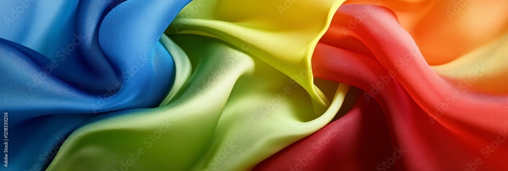 Poster abstract flowing fabric with vivid rainbow colors creating a smooth texture and vibrant pattern