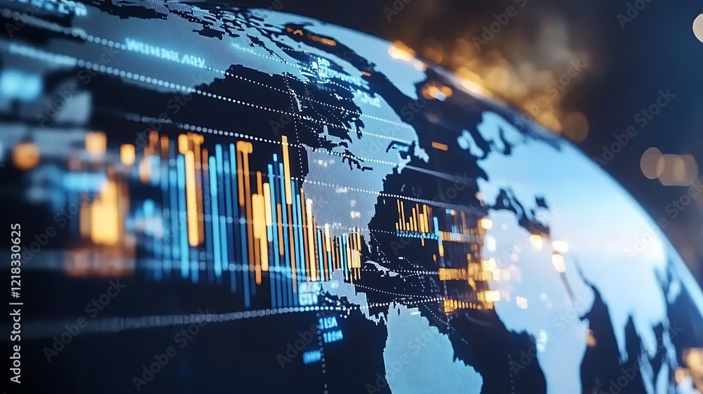 Aufkleber visualizing global data trends through advanced digital technology
