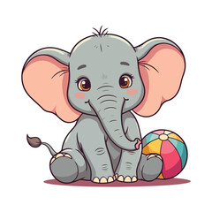 Cute Elephant Cartoon Vector Icon Illustration Animal Sport Icon Isolated Flat vector illustration