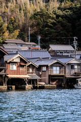 Obraz premium Traditional Japanese Fishing Village by the Sea, Ine Bay, Kyoto, Japan