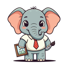 Cute Elephant Cartoon Vector Icon Illustration Animal Sport Icon Isolated Flat vector illustration