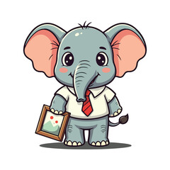 Cute Elephant Cartoon Vector Icon Illustration Animal Sport Icon Isolated Flat vector illustration