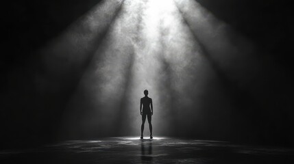 Silhouette in Spotlight Dramatic Lighting Performance Mystery