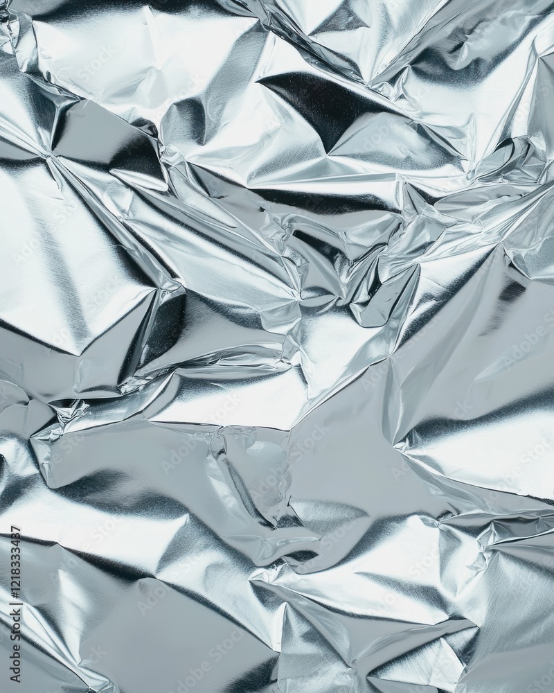 Poster crumpled silver foil abstract patterns studio artistic background textured environment close-up bold