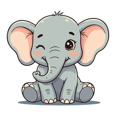 Cute Elephant Cartoon Vector Icon Illustration Animal Sport Icon Isolated Flat vector illustration