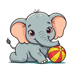 Fototapeta premium Cute Elephant Cartoon Vector Icon Illustration Animal Sport Icon Isolated Flat vector illustration