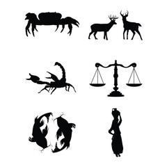 Astrological Silhouettes Minimalist Zodiac Signs and Animal Symbols