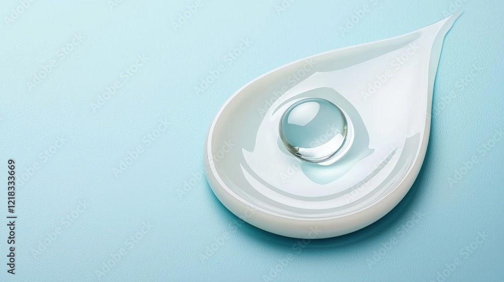 Poster closeup of saline solution drop clean environment abstract image reflective texture sterile mood