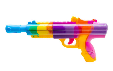 Holi Festival Pichkari Water Gun in Vibrant Colors Isolated on transparent background.