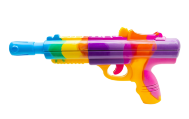 Holi Festival Pichkari Water Gun in Vibrant Colors Isolated on transparent background.