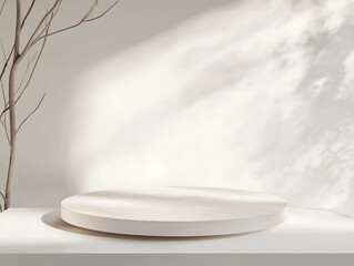 73ショールームスタンド円筒形の台座のモックアップ　Gererated AI