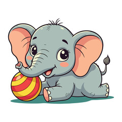 Cute Elephant Cartoon Vector Icon Illustration Animal Sport Icon Isolated Flat vector illustration