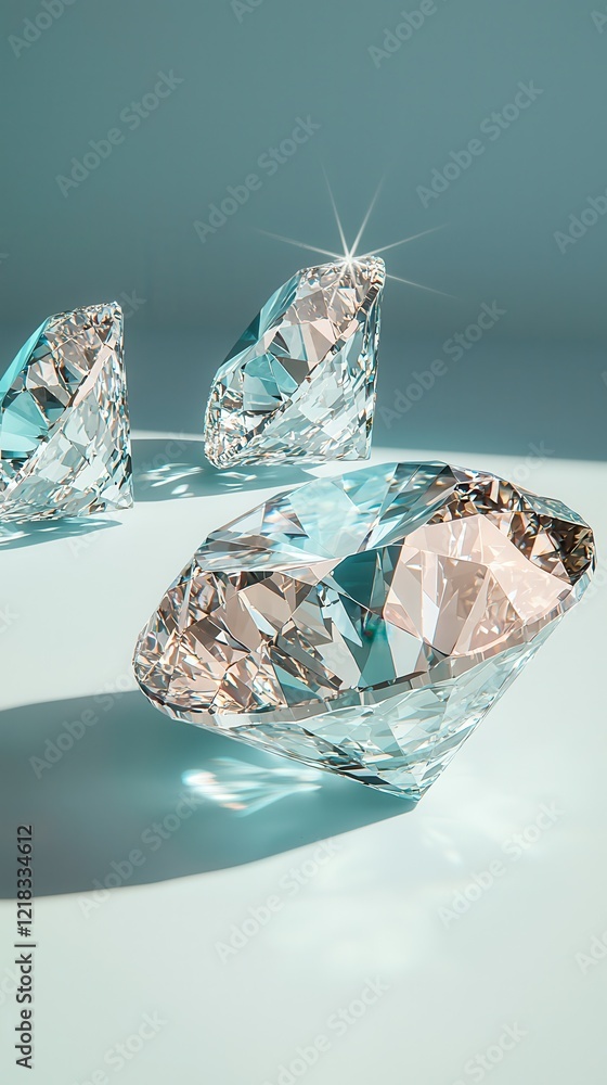 Poster shimmering diamonds display elegant background - image radiant patterns sparkling facets art