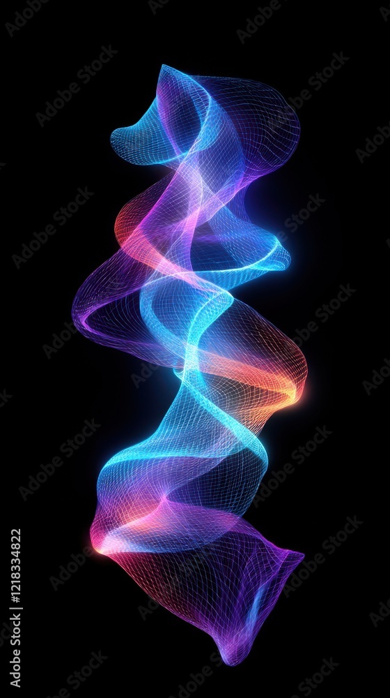 Poster dynamic light trails abstract art digital design black background modern aesthetic colorful patterns
