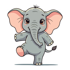 Cute Elephant Cartoon Vector Icon Illustration Animal Sport Icon Isolated Flat vector illustration
