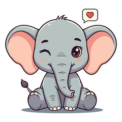 Fototapeta premium Cute Elephant Cartoon Vector Icon Illustration Animal Sport Icon Isolated Flat vector illustration