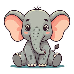 Cute Elephant Cartoon Vector Icon Illustration Animal Sport Icon Isolated Flat vector illustration