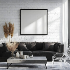 Frame Mockup - Minimalist Living Room with Sunlight Shadows