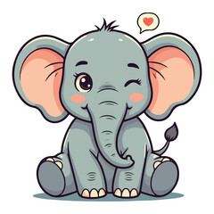 Cute Elephant Cartoon Vector Icon Illustration Animal Sport Icon Isolated Flat vector illustration