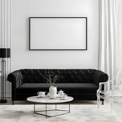 Frame Mockup - Minimalist Living Room with Sunlight Shadows