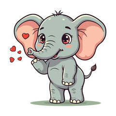 Cute Elephant Cartoon Vector Icon Illustration Animal Sport Icon Isolated Flat vector illustration