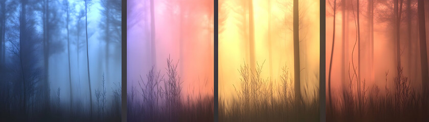 Misty Forest Quadruple Illustration