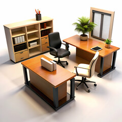 Fototapeta premium Office desk with lamp table isolated on transparent or white background
