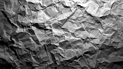 Black And White Crumpled Paper Texture, Abstract Background, Wrinkled Rough Pattern Design