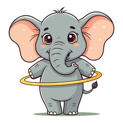 Fototapeta premium Cute Elephant Cartoon Vector Icon Illustration Animal Sport Icon Isolated Flat vector illustration