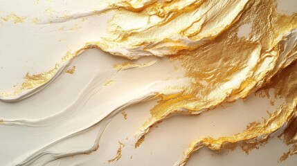 Abstract Gold and Cream Textured Art Painting