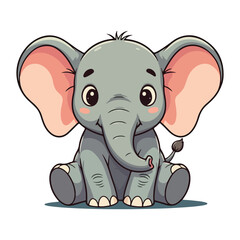 Fototapeta premium Cute Elephant Cartoon Vector Icon Illustration Animal Sport Icon Isolated Flat vector illustration