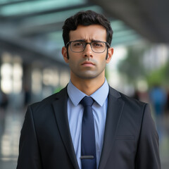 Fototapeta premium a corporate man is looking sad, Indian face