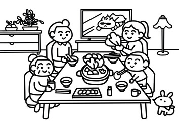 Family dinner together.