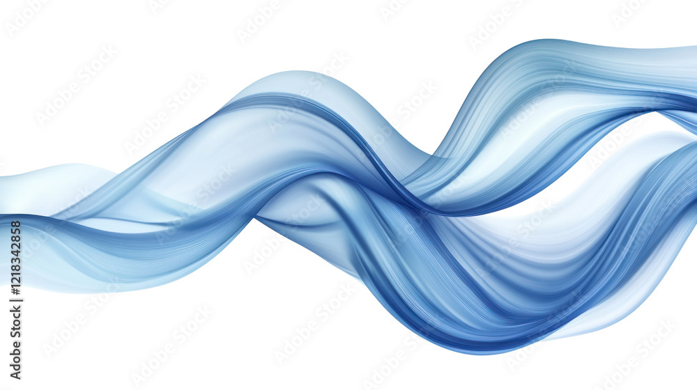Poster a fluid wave of soft blue colors flowing gracefully, creating an elegant and calming visual effect.