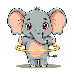 Cute Elephant Cartoon Vector Icon Illustration Animal Sport Icon Isolated Flat vector illustration
