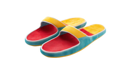 Colorful slippers on transparent background