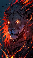 Fototapeta premium Fiery Lion King: A Majestic Portrait