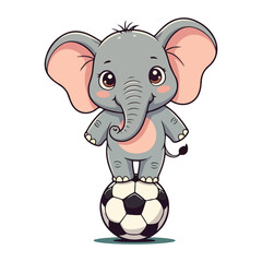 Cute Elephant Cartoon Vector Icon Illustration Animal Sport Icon Isolated Flat vector illustration