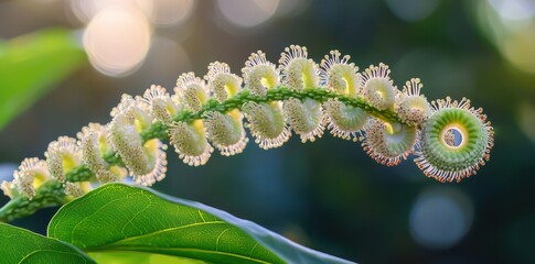 Naklejka premium Intricate Green Stem Flower Blossom Macro Photography Nature