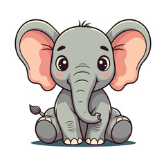Cute Elephant Cartoon Vector Icon Illustration Animal Sport Icon Isolated Flat vector illustration