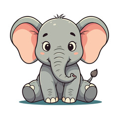 Cute Elephant Cartoon Vector Icon Illustration Animal Sport Icon Isolated Flat vector illustration