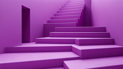 Violet Boxes in Minimalist Composition Creating Depth and Perspective with Fading Effect