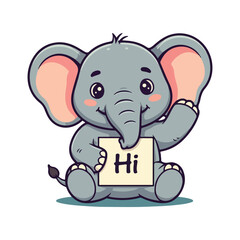 Cute Elephant Cartoon Vector Icon Illustration Animal Sport Icon Isolated Flat vector illustration