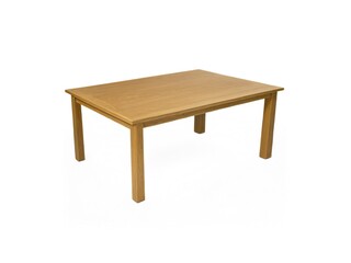 Closeup wood library table isolated on white background.