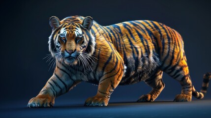 Obraz premium Tiger on dark blue background, AI generated image